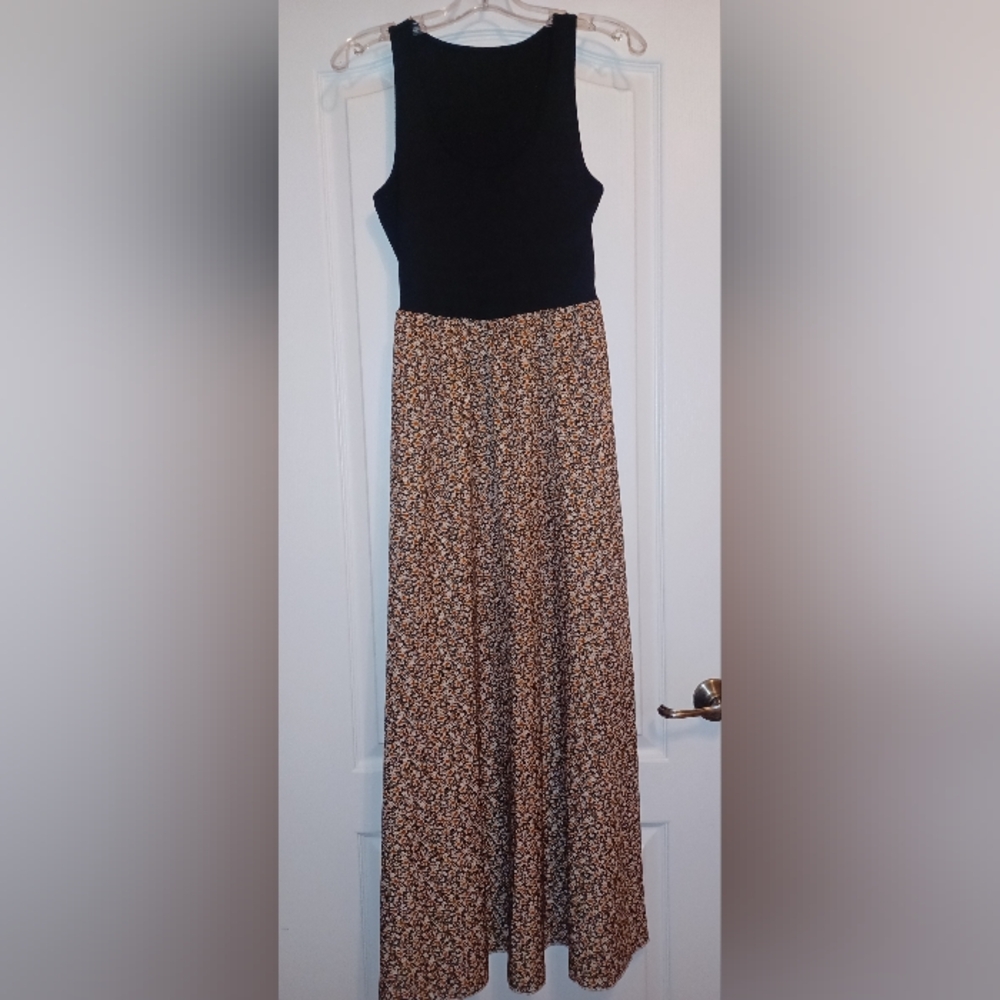 SHEIN Black and Brown Floral A-Line Skirt